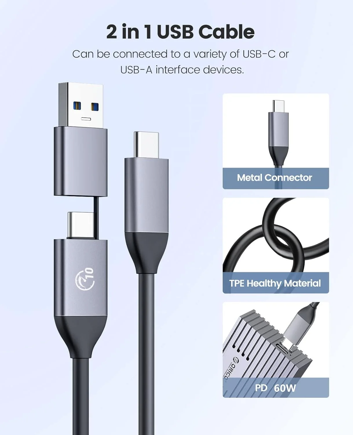 ORICO M2 NVMe Case 10Gbps M.2 to USB Type C 3.1 SSD Adapter for NVME PCIE M-key SSD