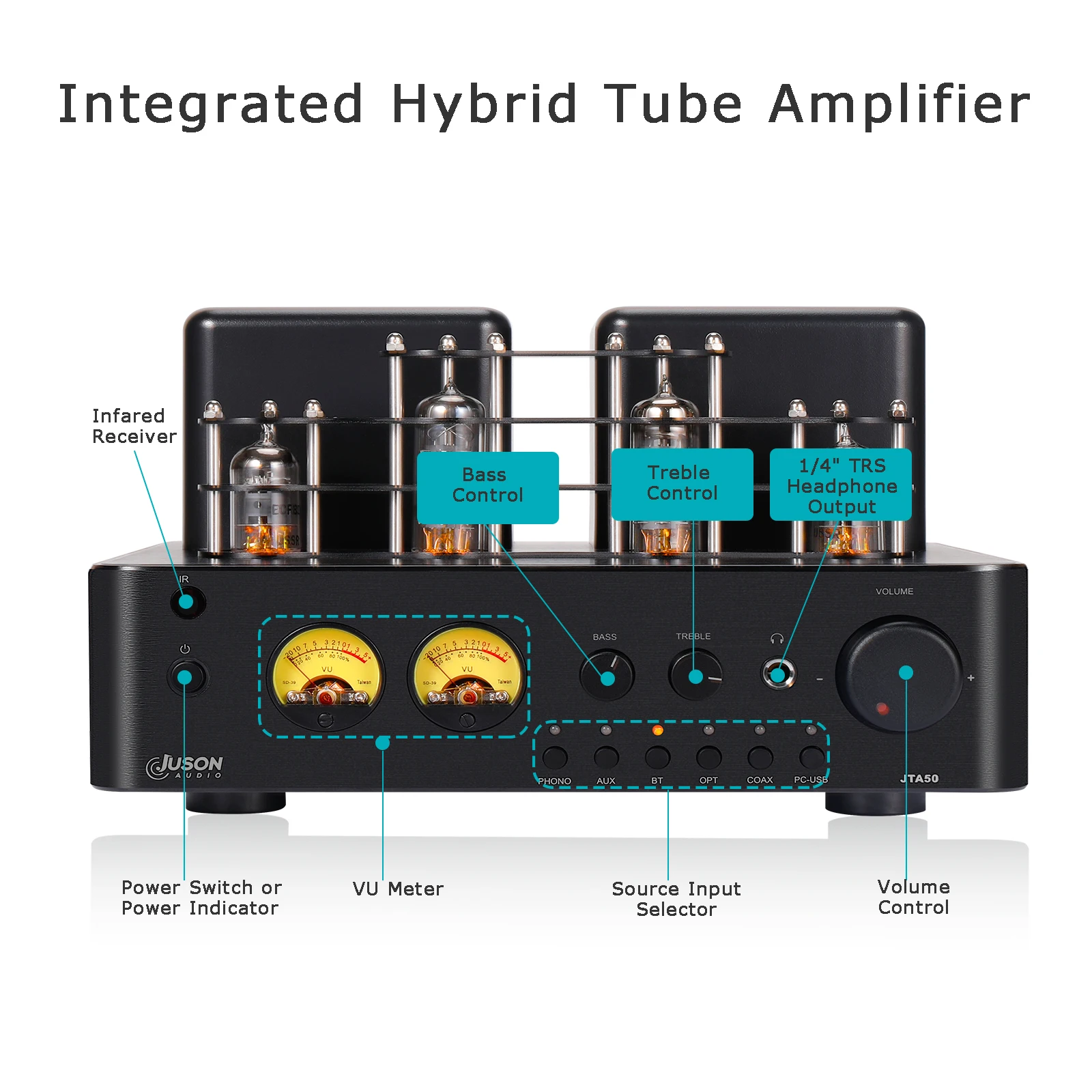 Juson Audio JTA50 Tube Amplifier Hifi Vacuum BT5.0 Hybrid Stereo