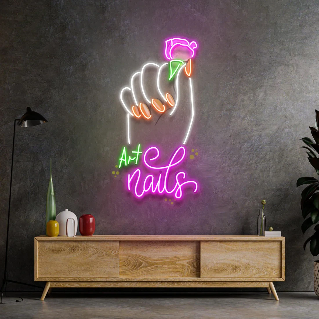 Nail Neon Sign UV Print Art Nail Sign for Women Room Decor Art Aesthetic Salon Decor Nail Shop Logo Sign