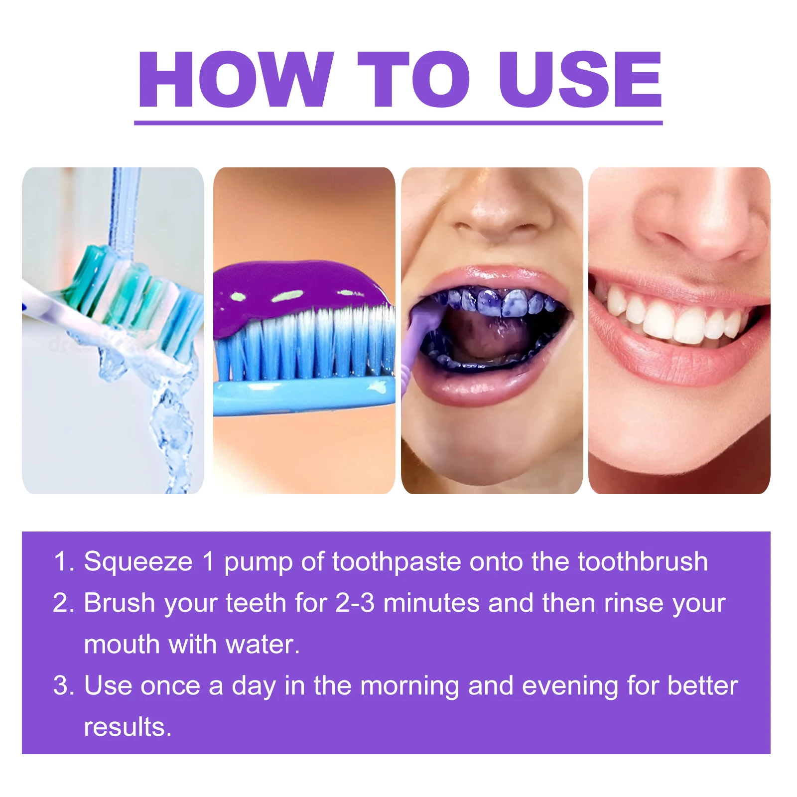 EELHOE Purple Whitening Toothpaste Prevent Decay Remove Tartar and Plaque Cleaning Stubborn Stains Dental Care Toothpaste