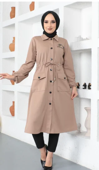 Ocalnden O-3Pmeli Belden Muslimex Tesettur Tunik Mustad Man Kaddain N