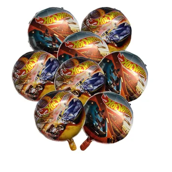 뜨거운 바퀴 호일 풍선 체크 무늬 레이싱 풍선 휠 풍선 소년 경주 자동차 테마, 생일 파티 장식 용품, 18 인치, 8 개