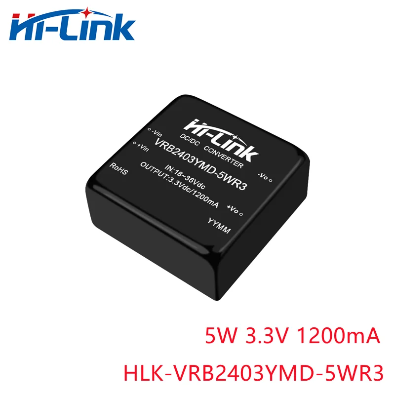 

Free shipping 2pcs/lot 18-36V Input 5W 3.3V 1.2A output step down converter dc dc power module HLK-VRB2403YMD-5WR3(HLK-5D2403)