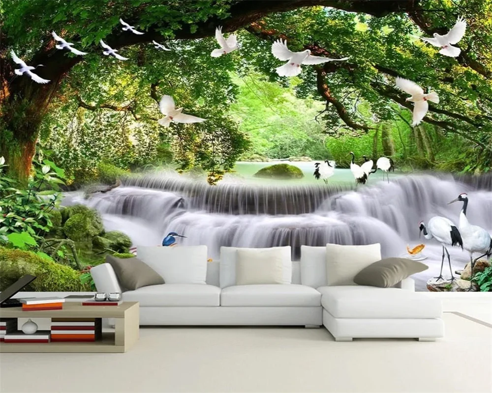 beibehang Customized modern new bedroom, living room decoration painting, natural scenery, waterfall background wallpaper