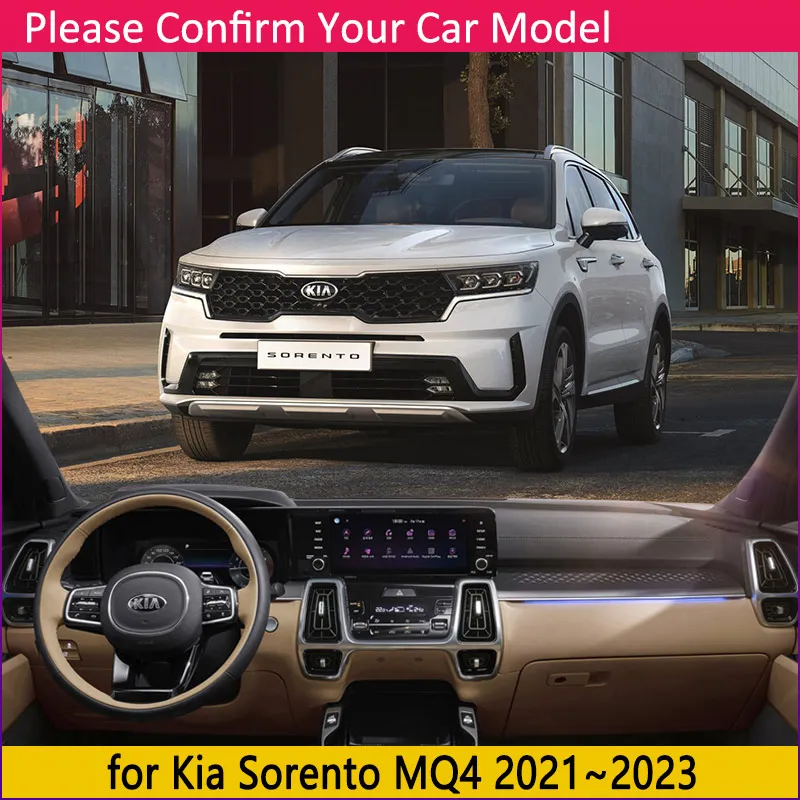 funny car decals Dashboard Cover Pad for Kia Sorento MQ4 2021~2023 2022 Anti-sun Anti-Slip Mat Sunshade Dashmat Carpet Car Sticker Accessories custom car decals