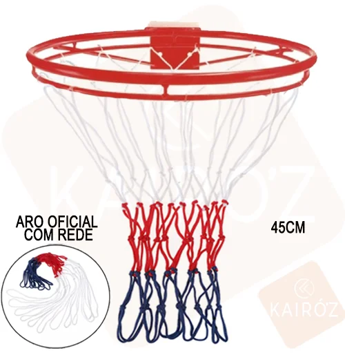 Kit Tabela Aro Rede Basquete + Bola Oficial 7 + Mini Bola 5