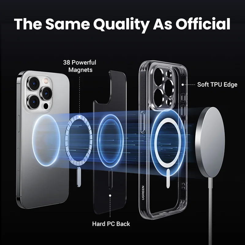 UGREEN Magnetic Case for iPhone 16 15 14 13 Pro Max Case Shockproof Cover for iPhone 16 Pro Max 15 Plus 16pro Macsafe TPU Cases 5