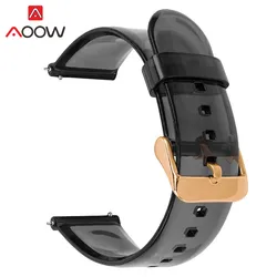 Transparent Sport Waterproof Quick Release Watch Strap with Stainless Steel Buckle for 22mm (Black Rose gold)