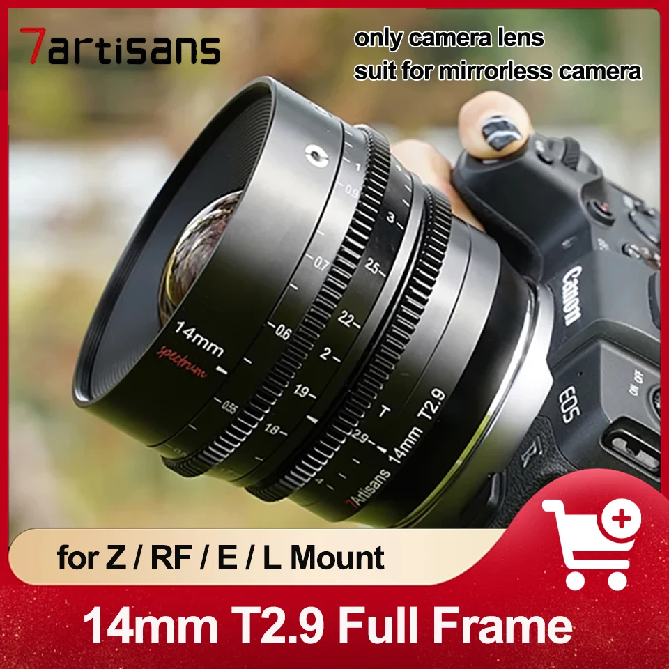 7 Artigiani 14Mm T2.9 Full Frame Ultra Grandangolare Cine Lens Per Sony A6000 Canon R5 Nikon Z5 Z50 Sigma L Mount