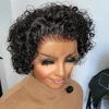 Pixie Cut Wig Colored Lace Wig Spring curl Short Bob Human Hair Wig For Women Natural Black Color Human Hair Cheap Wig 13X1