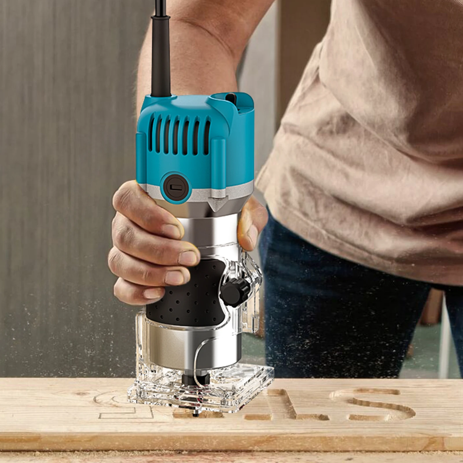 30000 U/min 800 W elektrischer Trimmer-Fräser, Holzrollen-Zierleiste, Maschinen-Elektrowerkzeug mit Fräs-Set – Detail 7