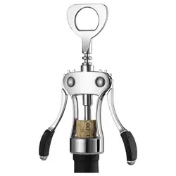 Premium Zinc Alloy Wing Corkscrew - Heavy Duty Manual Wine Bottle Opener, Silver Finish (Silver)