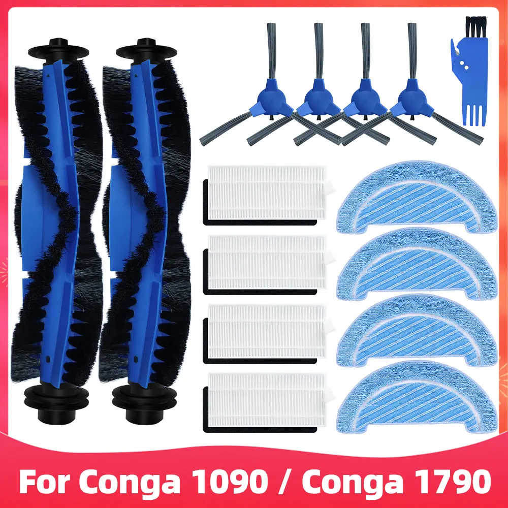 Kit Accessori Ricambio Per Cecotec Conga 1090 Connected/Force - 21 Pezzi Con Spazzole, Filtri HEPA E Panni