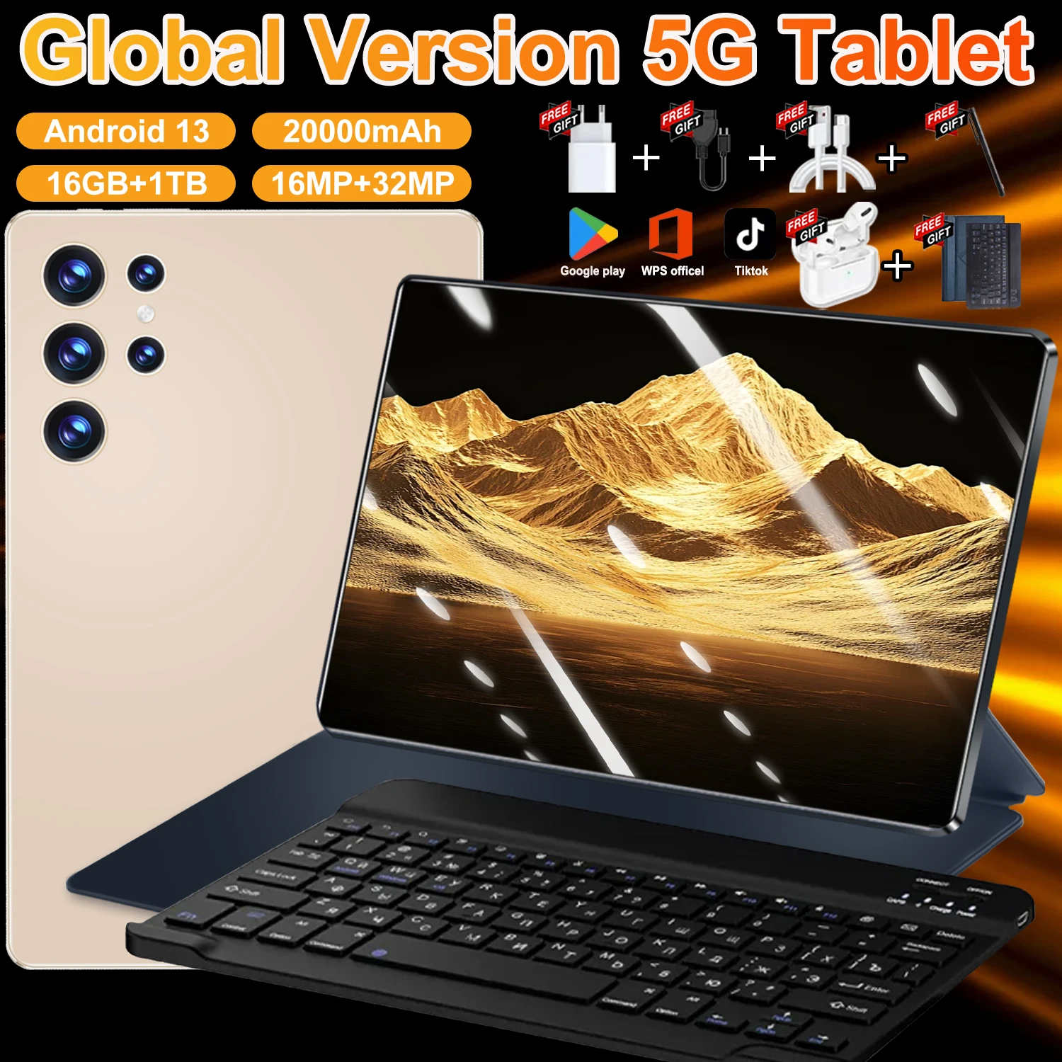 2026 Global Version Original New S23 Pro Tablet 10.36inch HD 4K Android 14 16GB+1T 20000mAh 5G Dual SIM Bluetooth WiFi GPS Tablet