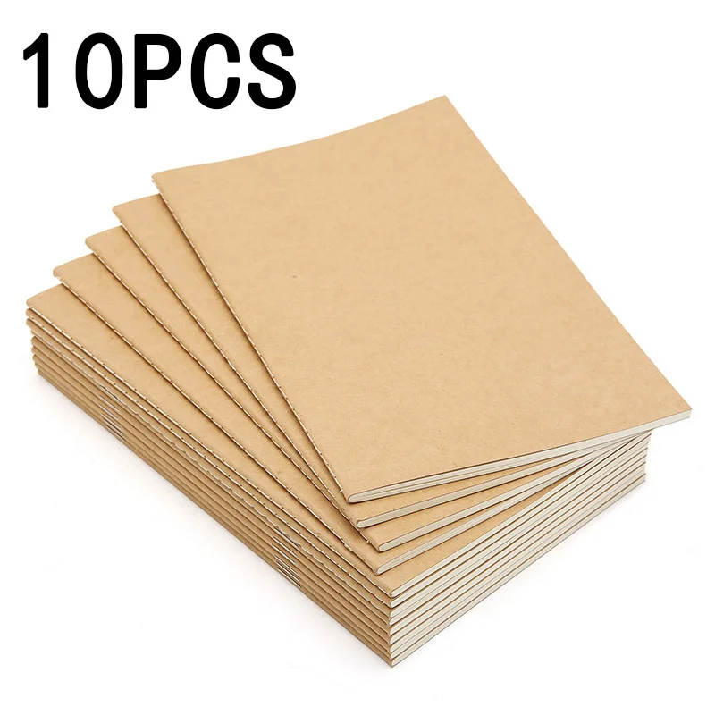 10PCS Kraft Paper Stitched Lined Notebooks 5