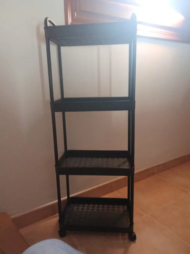 Plastic Rolling Utility Cart with Handle Storage Trolley for Office, Living Room, Kitchen, Movable Storage Organizer with Wheel photo review