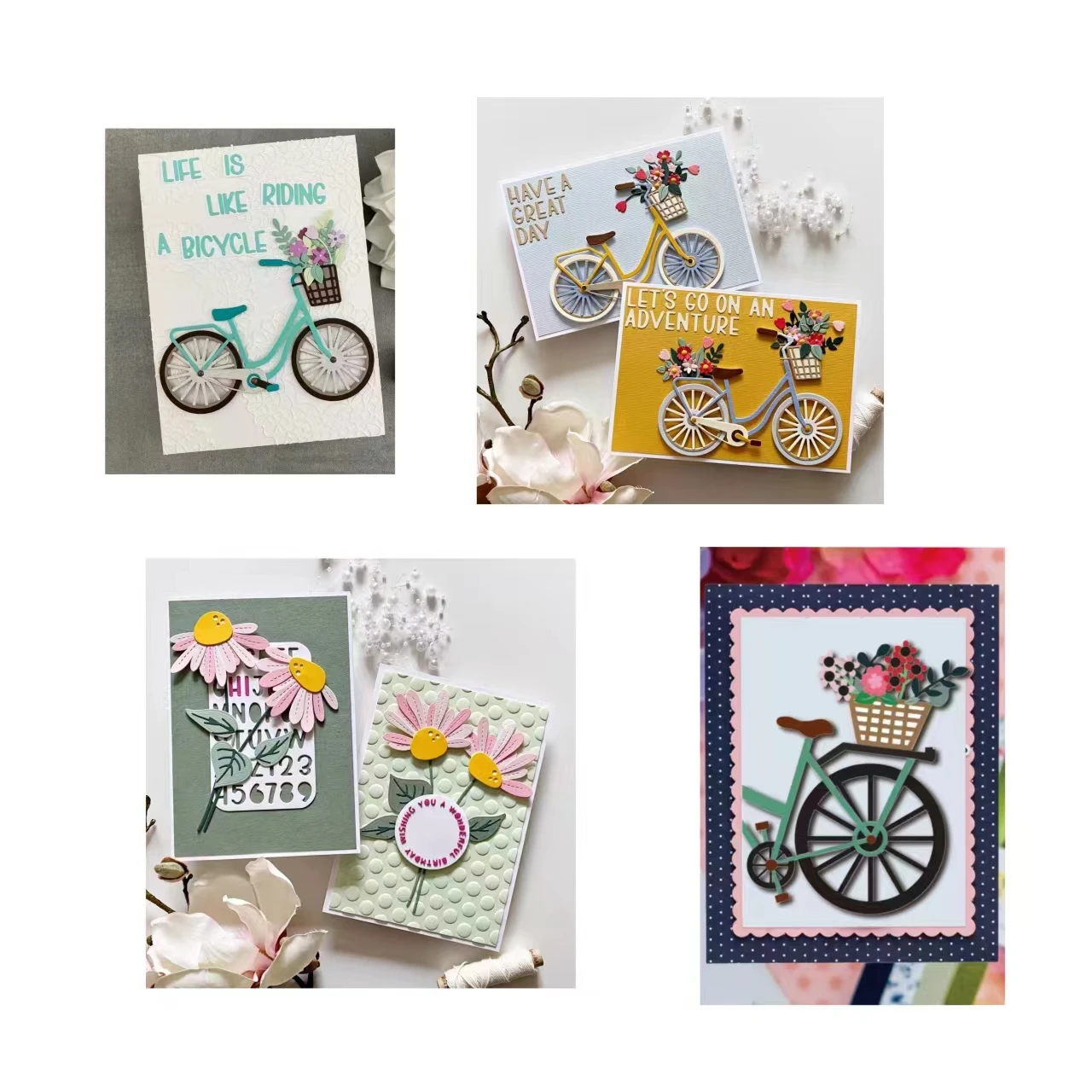 

Bike Bicycle Drive Alphabet Flower Cutting Dies For Scrapbooking Photo Album Decorative Embossing DIY Paper Cards 2023 New