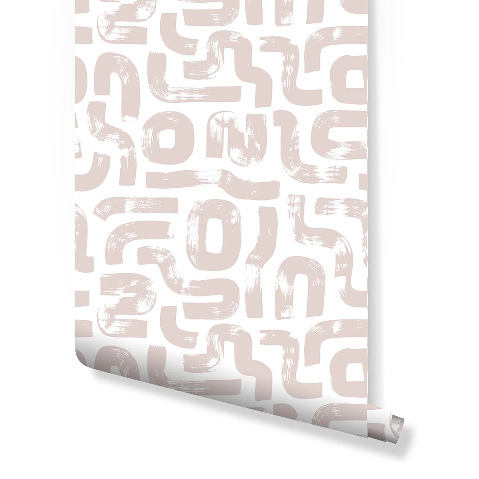 Removível Boho Estilo Wallpaper Linha Abstrata Blush Pink Papel de Parede Removível Design Escandinavo