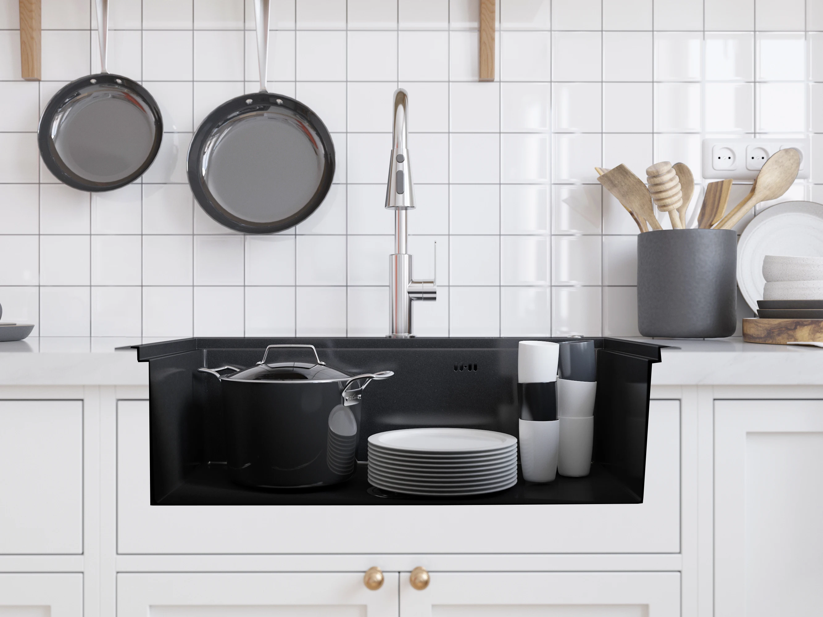 MEJE 80 x 46 Cm Drop-in 11 Gauge Stainless Steel Workstation Kitchen Sink ,Large Single Bowl,  Color Black，Grey 6
