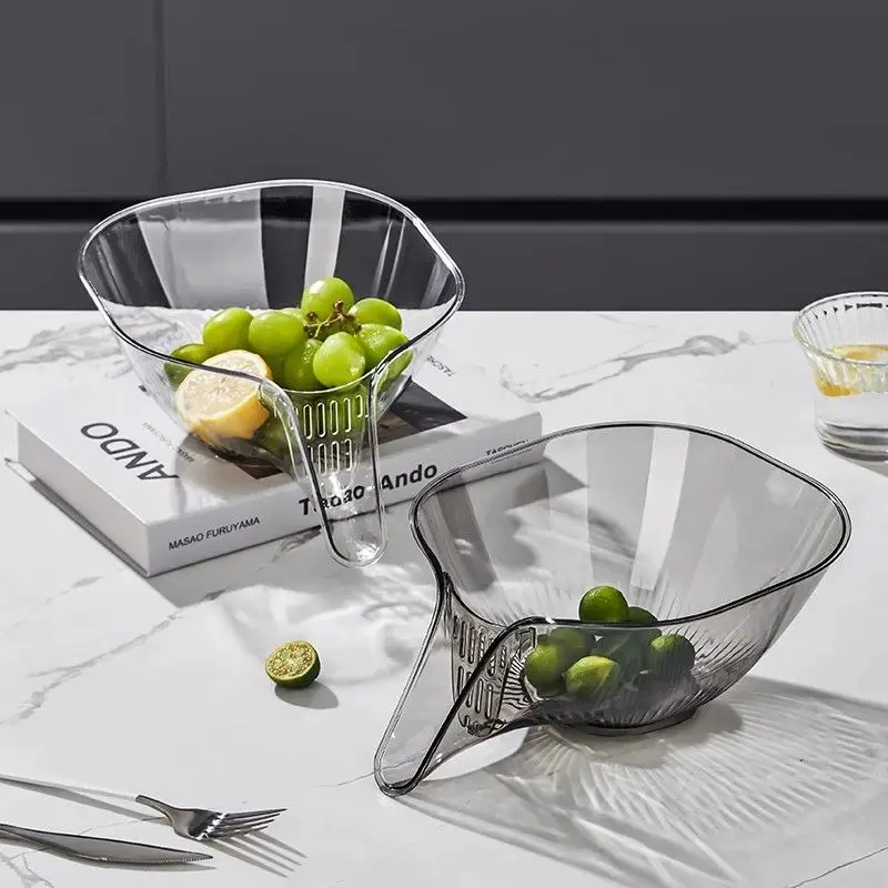 Crystal Clear Multifunctional Drain Basket Two-in-one Wet Separation Comes With Blanching Water Dish Basin paniers