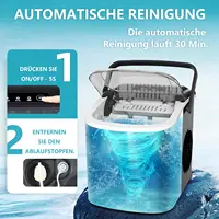 Petite machine à glaçons noire, 9 dés en 6 min, 12kg/24H, autonettoyante et portable pour cuisine/bureau/bar 4