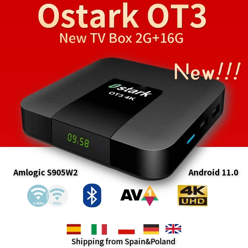 Android TV BOX, Ostark OT3 4k, Android TV Box 11.0,amlogic S905W2 2G+16G,  M3U ethernet reproductor multimedia, dual WIFI 2.4G+WIFI 5G integrada, AV1  , H265 HEVC, STALKER, XTREAM,  - AliExpress