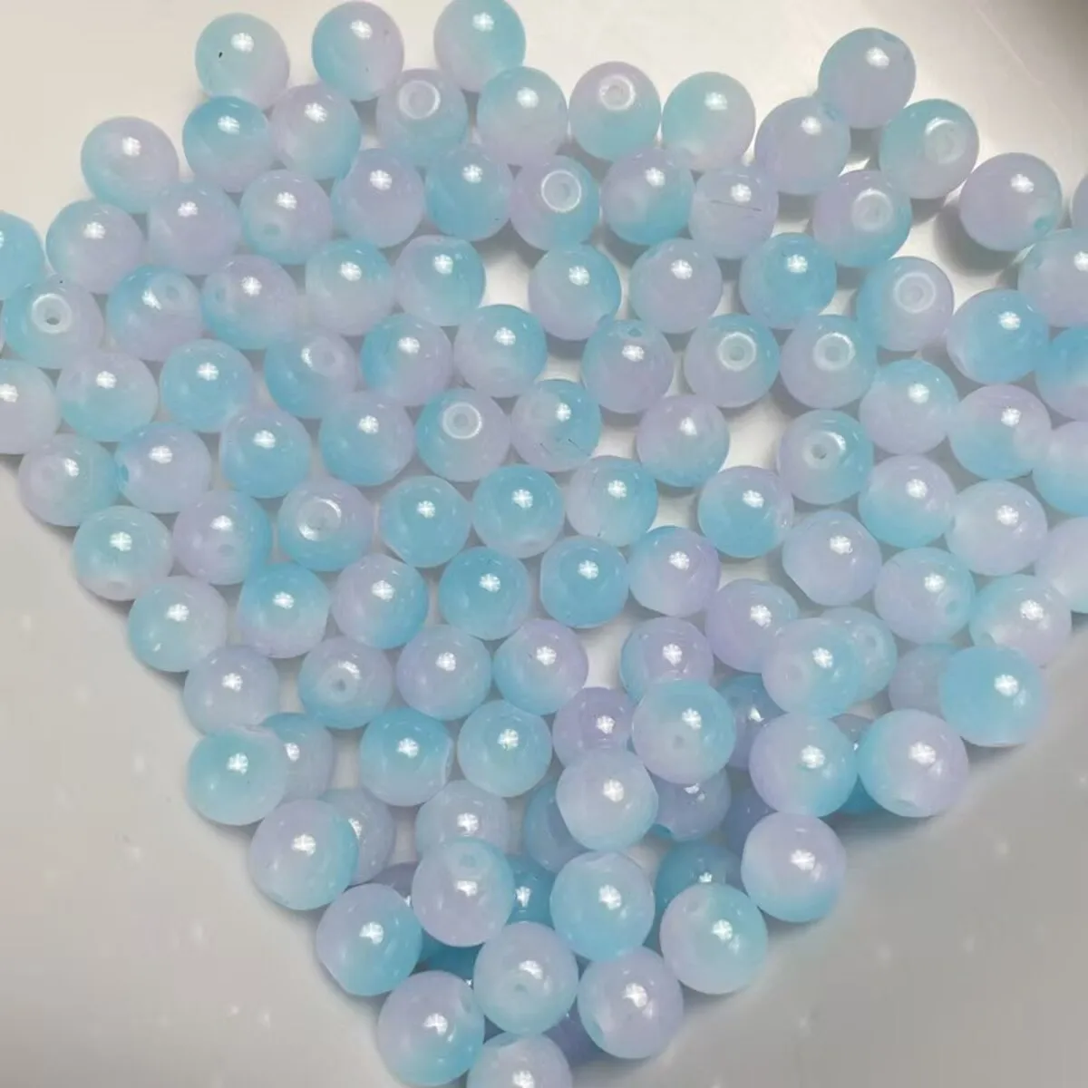 Sweet Style Dual Color Glass Beads - 8mm, 50pcs