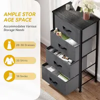 4-Drawer Fabric Storage Tower, Sturdy Steel Frame with Wooden Top, Perfect for Bedroom, Living Room, or Closet Organization 2
