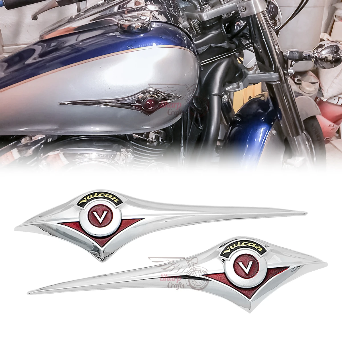 Adesivi Proteggi Serbatoio Cromati Artudatech Per Yamaha Drag Star - 2 Pezzi Emblemi Lato Serbatoio - 6