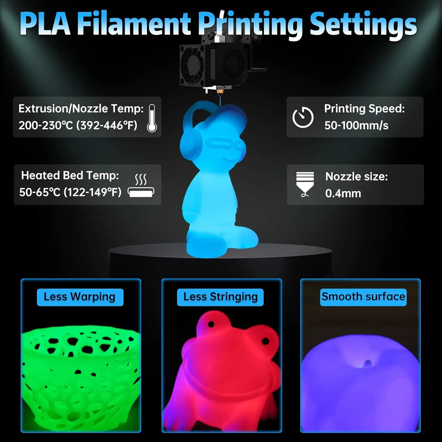 야광 PLA 1.75mm 3D 프린터 필라멘트 250g 3D 프린팅용 치수 정확도 +/- 0.03