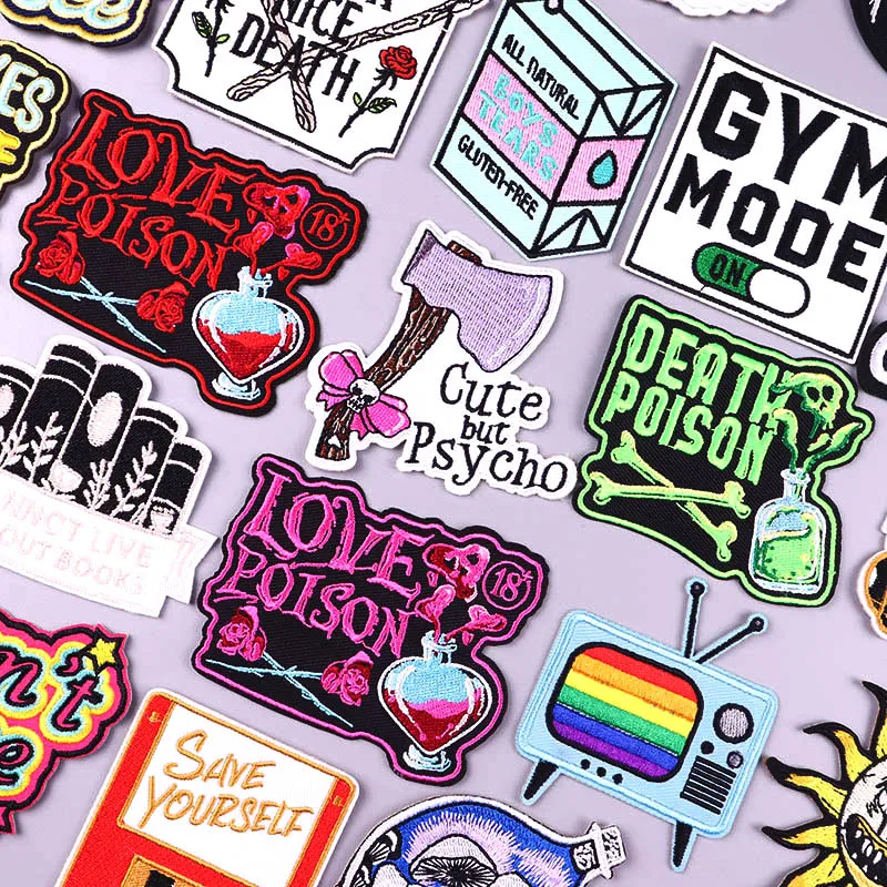 

Cartoon Embroidery Patch On Clothes Iron On Patches For Clothing Thermoadhesive Patches For Jacket Hippie Letter Patch Applique