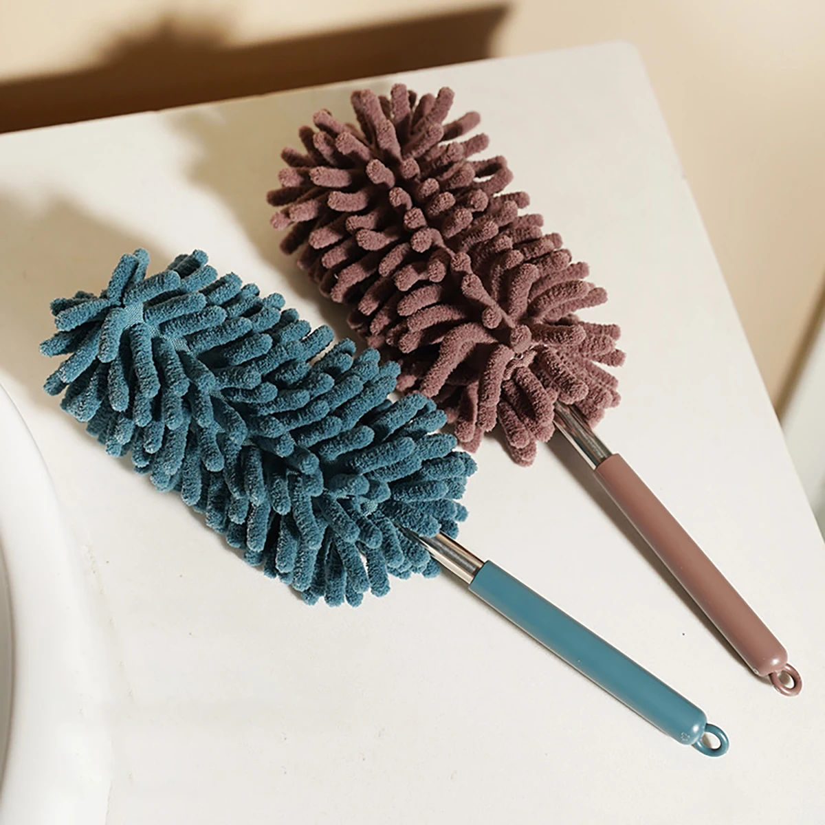Feather Duster Extendable Handle Telescopic Dust Brush Cobweb Brush Catcher Mites Gap Dust Car Home Cleaning Tools 1pc