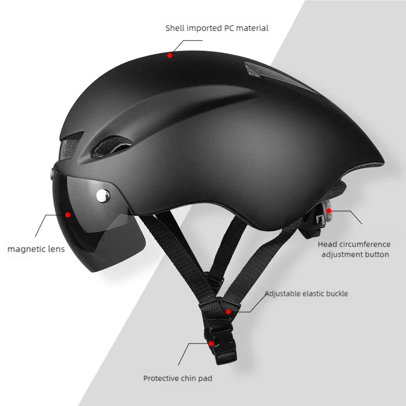 225G Fahrradhelm Herren Ciclismo Road Mtb Mountainbike Lronman Triathlon TT Helm Objektivbrille Ausrüstungsfähigkeit – Detail 3