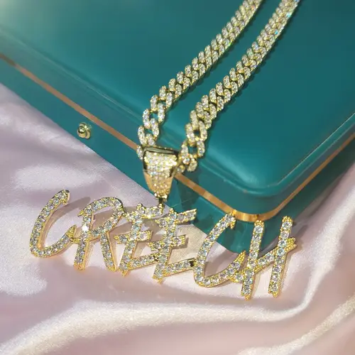 Personalized Hip Hop Cursive Letter Or Numbers Pendant Custom Cubic Zircon Diamond Name Necklace Chain Charm Fashion  Jewelry - Image 5