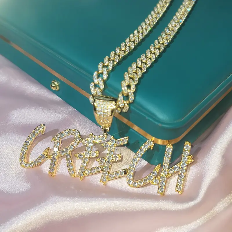 Personalized Hip Hop Cursive Letter Or Numbers Pendant Custom Cubic Zircon Diamond Name Necklace Chain Charm Fashion  Jewelry - Image 5