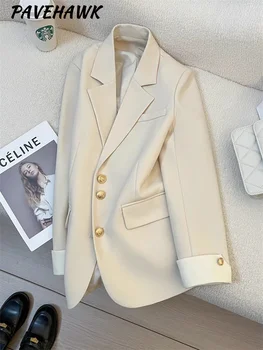 Blazer da donna da ufficio a maniche lunghe da donna Autunno Inverno Solido Casual monopetto Chic Blazer con intaglio Giacche da donna 1