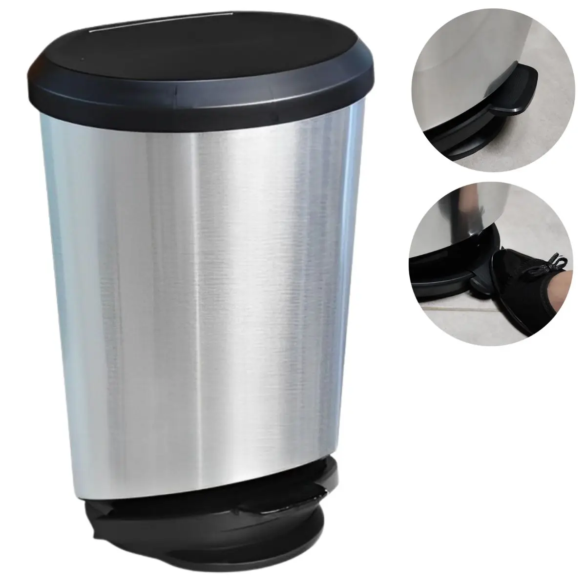 Lata de lixo lixeira cesto de lixo com pedal com tampa para banheiro cozinha escritorio Cor Prata 10 litros