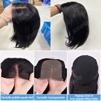 10-16Pouce 4X4 Perruques Cheveux Humains Sans Colle Blonde Chocolat Perruque Sans Colle Noir Dentelle Glueless Wigs Human Hair 6