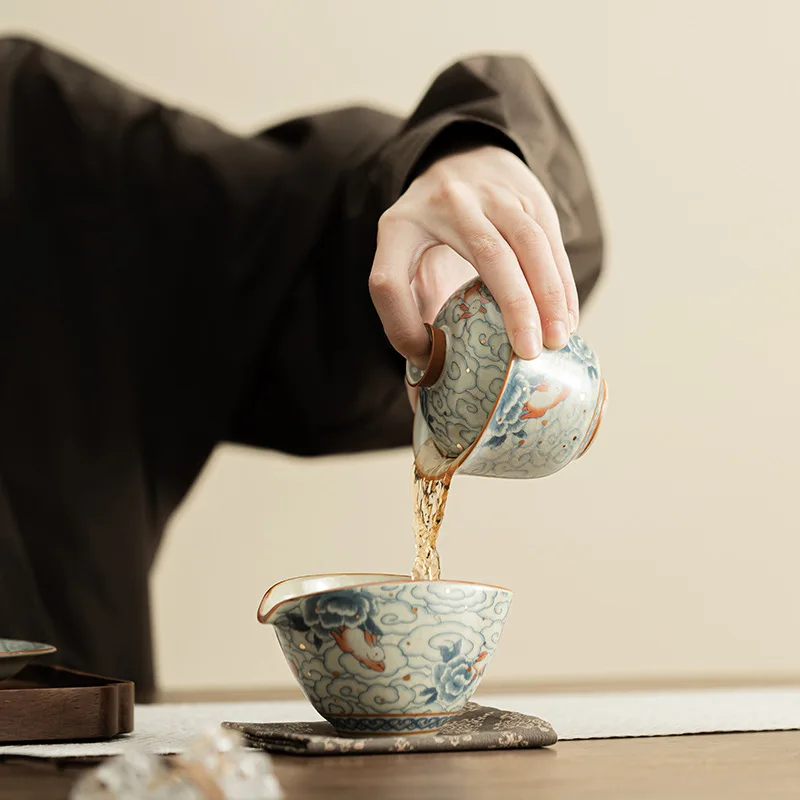100ml Ru Yao Small Gaiwan Set For Tea Ceramic Opening Chinese Tureen Cloud Tea Bowl Kung Fu Rabbit Chawan Cups Lily Deng