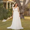 EVON BRIDAL Civil 3/4 Sleeves Plus Size Wedding Dress For Bride V-Neck Chiffon Bride Gown Robe De Mariée A-Line Customized 4