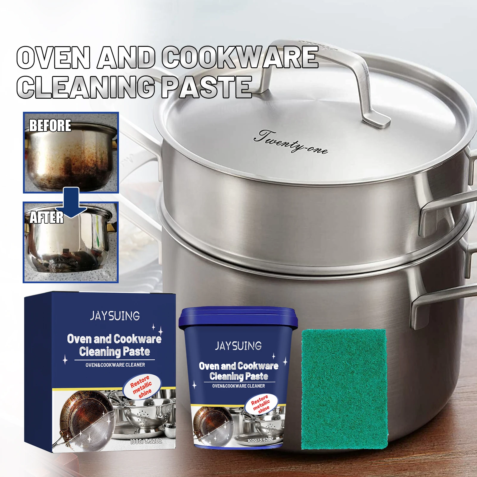Stainless Steel Kitchen Cleaner Paste for Oven Cookware