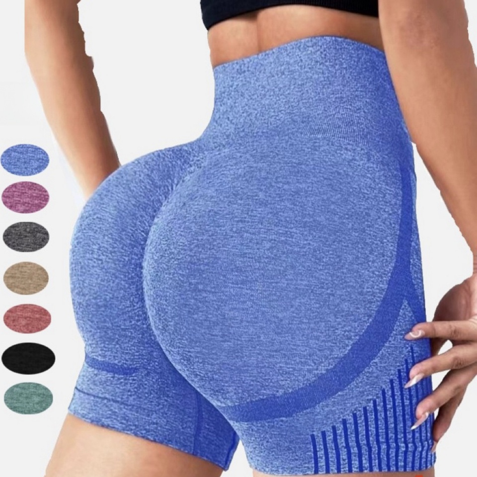 High Waist Yoga Shorts for Women - Seamless Stretch Gym Running Fitness Workout Shorts