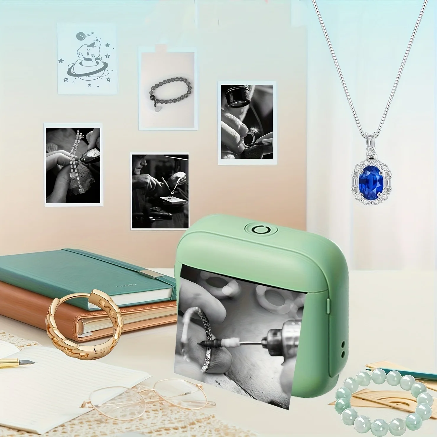 무선 미니 휴대용 열전사 라벨 프린터 세트, 203dpi HD 인쇄, 다양한 색상 옵션, 무선/USB/배터리 전원 지원