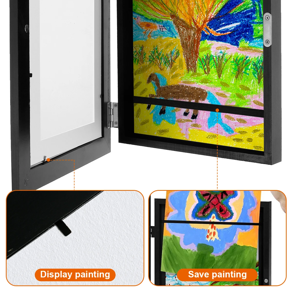 Wood Photo Frame Wood Flap Art Frames Magnetic A4 Photo Frame Framed Picture DIY Children's Exhibition of Paintings Home Decoration Storage Rack