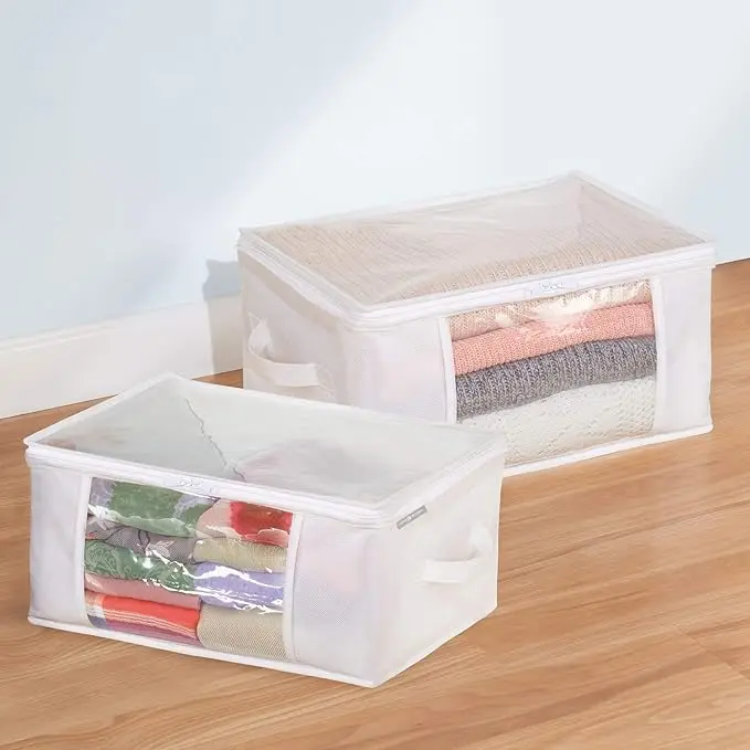 2-pack fabric storage zipper bags, medium. 16x12x8 inches, ideal for organizing small items, offering compact and functional 2
