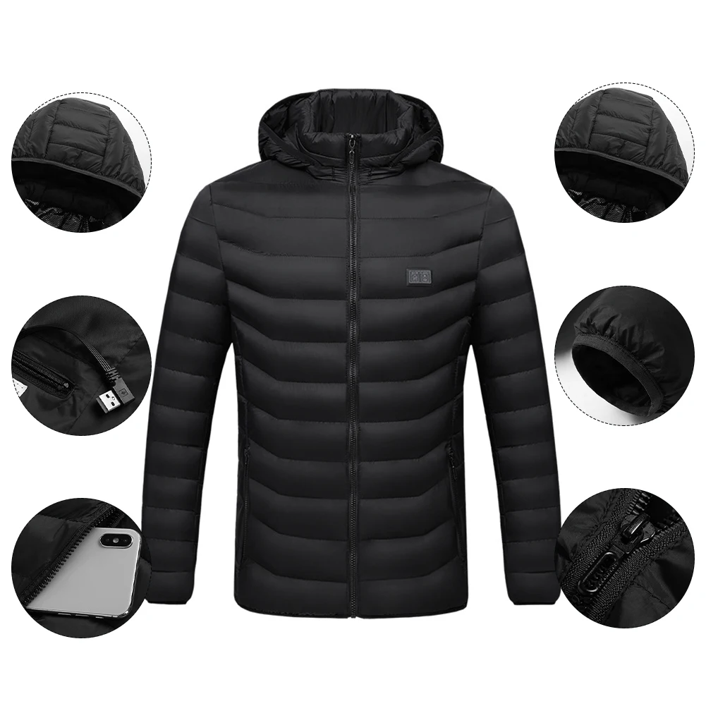 2022 Electric Heating Jackets USB Charging 11-zone Dual-control Heating Cotton Coat for Men Women Winter Outdoor Skiing Camping