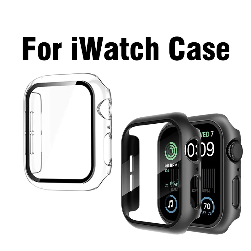Pellicola Salvaschermo Per Apple Watch Case 8 7 6 Se 5 9 Iwatch Accessorie Glass + Cover Apple Watch Serie 44Mm 40Mm 41Mm 45Mm 42Mm 38Mm