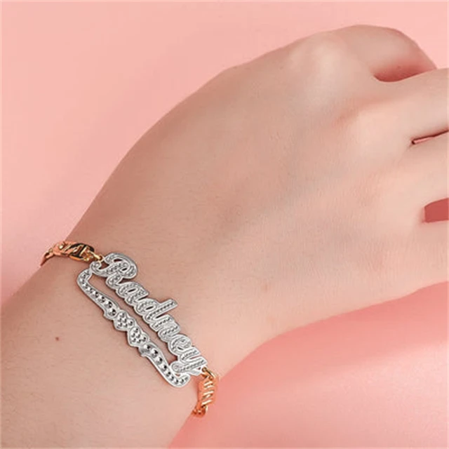 Amazon.com: AeasyG Custom 2 Names Bracelet Titanium Steel Dainty Letter Name  Bracelet Custom Personalized Jewelry Gifts for Women Girls : Clothing,  Shoes & Jewelry