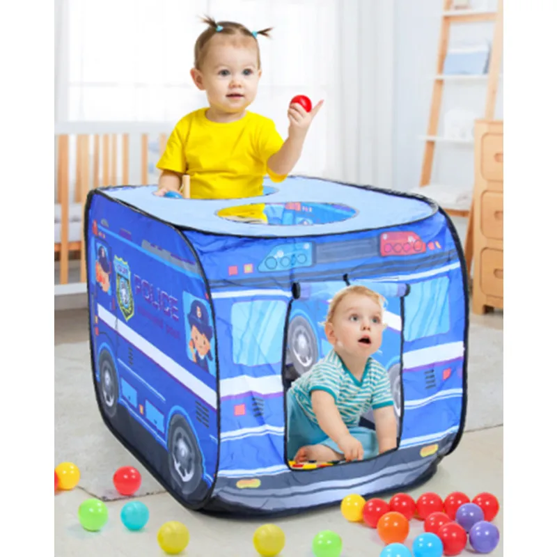 Children's Popup Play Tent Toy Outdoor Foldable Playhouse Fire Truck Police Icecream Car Kid Game House Bus Indoor Garden Gift