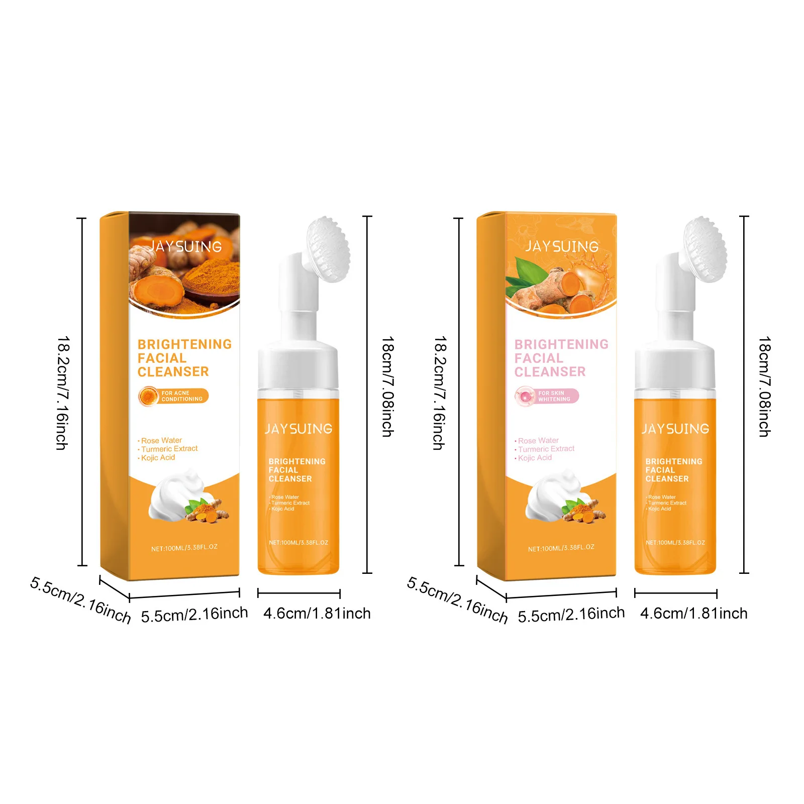 Jaysuing 100ml Kojic Acid Turmeric Cleanser Anti Acne Oil Control Blackhead Remover Shrink Pores Facial Exfoliating Cleanser 6